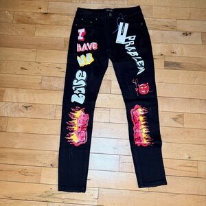 COOPER 9
507 "Epic Love" Graphic Jeans Black